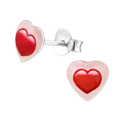 Children's Silver Heart Ear Studs