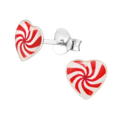 Children's Silver Swirling Heart Ear Studs