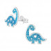 Children's Silver Dinosaur Ear Studs with Epoxy