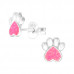 Children's Silver Paw Print Ear Studs with Epoxy