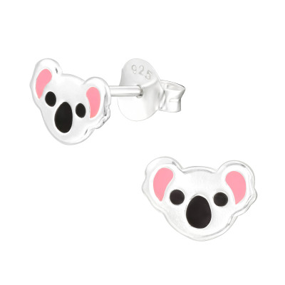 Children's Silver Koala Ear Studs with Epoxy