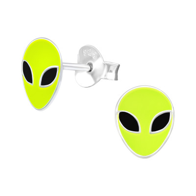 Children's Silver Alien Ear Studs with Epoxy