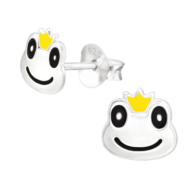 Children's Silver Frog Ear Studs with Epoxy