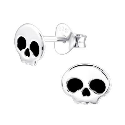 Children's Silver Ghost Ear Studs with Epoxy