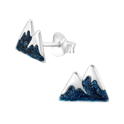 Children's Silver Mountain Ear Studs with Epoxy