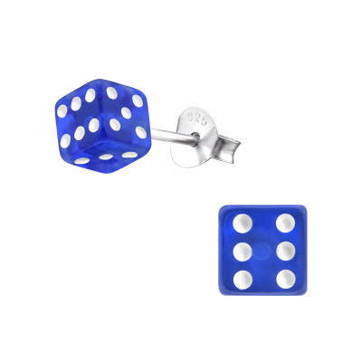 Children's Silver Dice Ear Studs