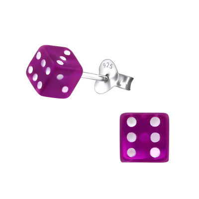 Children's Silver Dice Ear Studs