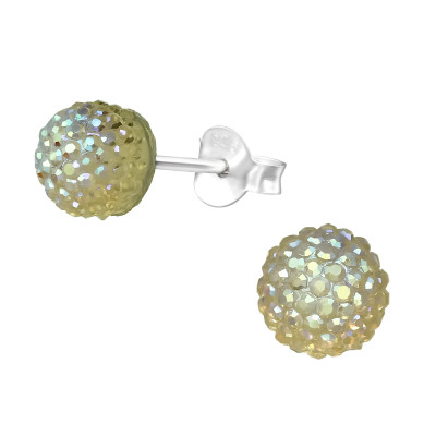 Children's Silver Round Ear Studs with Plastic