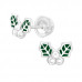 Premium Children's Silver Holly Leaf Ear Studs with Epoxy