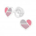 Premium Children's Silver Heart Ear Studs with Epoxy