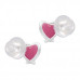 Premium Children's Silver Heart Ear Studs with Epoxy