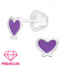 Premium Children's Silver Heart Ear Studs with Epoxy