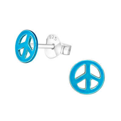 Children's Silver Peace Sign Ear Studs