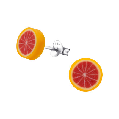 Children's Silver Grapefruit Ear Studs