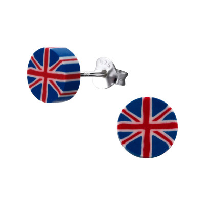 Children's Silver UK Flag Ear Studs