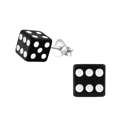 Children's Silver Dice Ear Studs