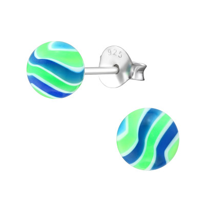 Children's Silver Uv Ball Ear Studs