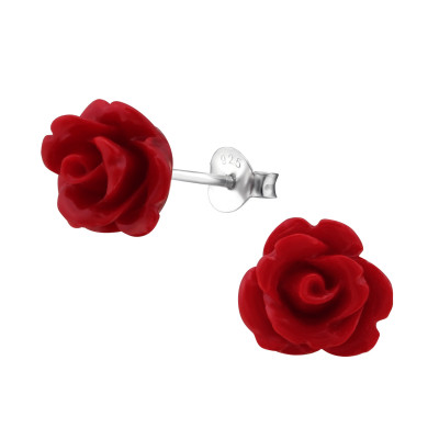 Silver Rose Ear Studs with Plastic part