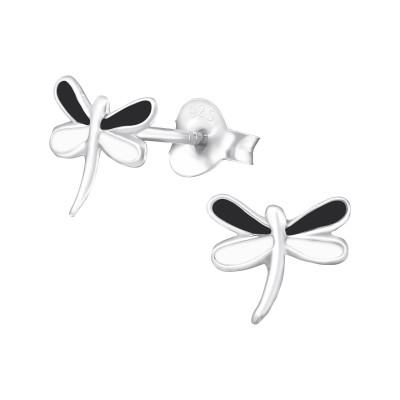 Dragonfly Children's Sterling Silver Ear Studs with Epoxy