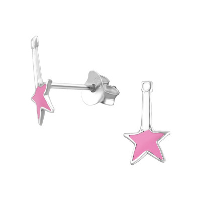 Children's Silver Guitar Ear Studs with Epoxy