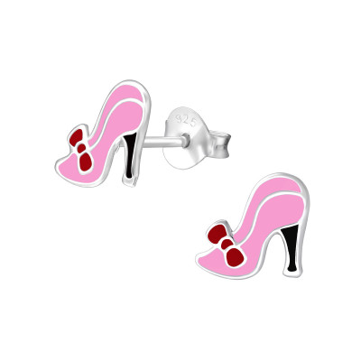 Shoe Children's Sterling Silver Ear Studs with Epoxy