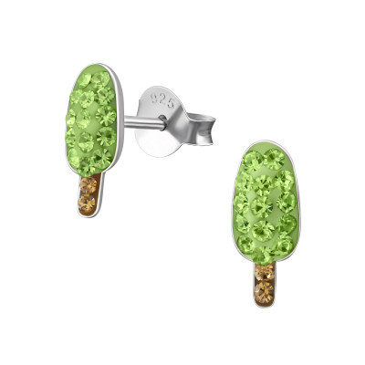 Children's Silver Ice Cream Ear Studs with Crystal