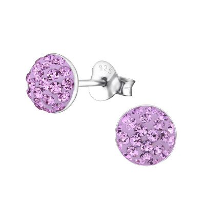 Children's Silver Round Ear Studs with Crystal