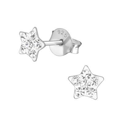 Star Children's Sterling Silver Ear Studs with Crystal