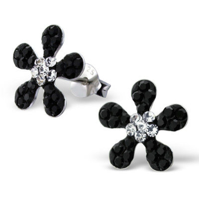 Children's Silver Flower Crystal Ear Studs