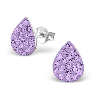 Drop Children's Sterling Silver Ear Studs with Crystal