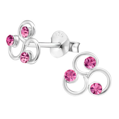 Children's Silver Triskelion Ear Studs with Crystal