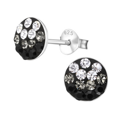 Children's Silver Round Ear Studs with Crystal