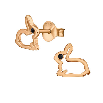 Rabbit Children's Sterling Silver Ear Studs with Crystal