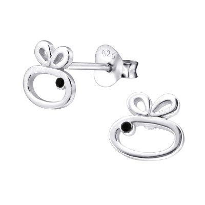 Children's Silver Bee Ear Studs with Crystal