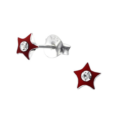 Children's Silver Flower Ear Studs with Crystal