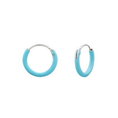 10mm Pastel Lt.blue Sterling Silver Ear Hoops with Epoxy