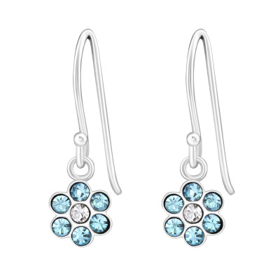 Flower Children's Sterling Silver Earrings with Crystal