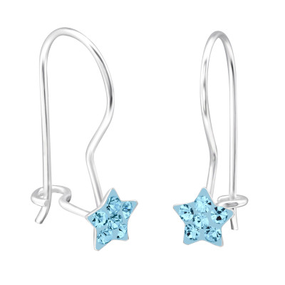 Children's Silver Star Earrings with Crystal