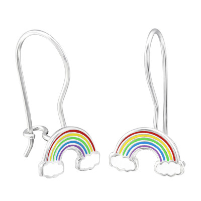 Children's Silver Rainbow Earrings with Epoxy