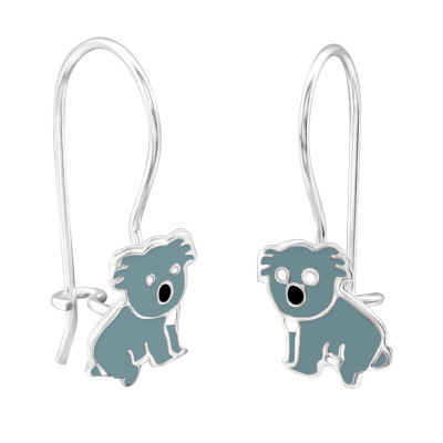 Children's Silver Koala Earrings with Epoxy