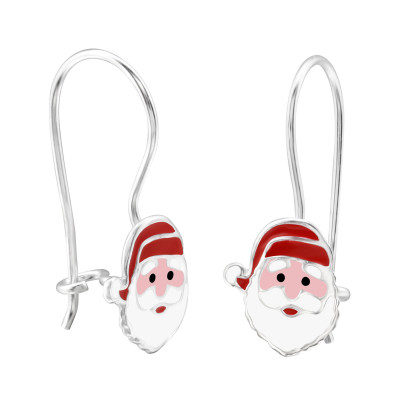 Children's Silver Santa Claus Earrings with Epoxy