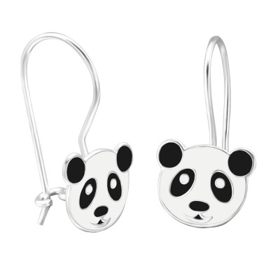 Panda Children's Sterling Silver Earrings with Epoxy