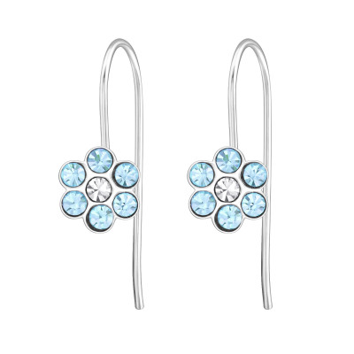 Children's Silver Flower Earrings with Crystal