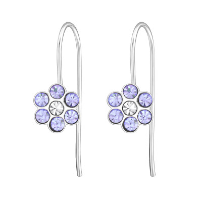 Children's Silver Flower Earrings with Crystal