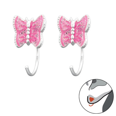 Silver Butterfly Ear Huggers with Epoxy