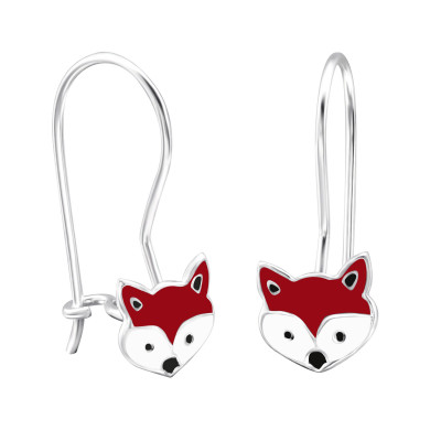 Children's Silver Fox Earrings with Epoxy