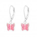 Children's Silver Butterfly Lever Back Earrings with Epoxy