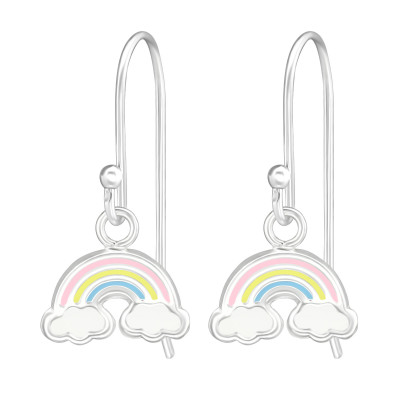 Children's Silver Rainbow Earrings with Epoxy