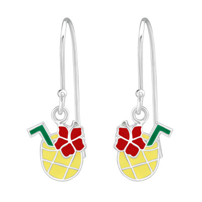 Children's Silver Pineapple Juice Earrings with Epoxy