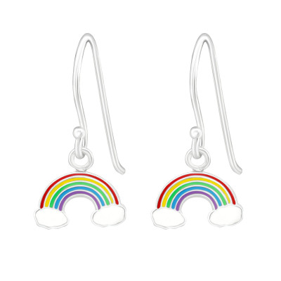 Children's Silver Rainbow Earrings with Epoxy